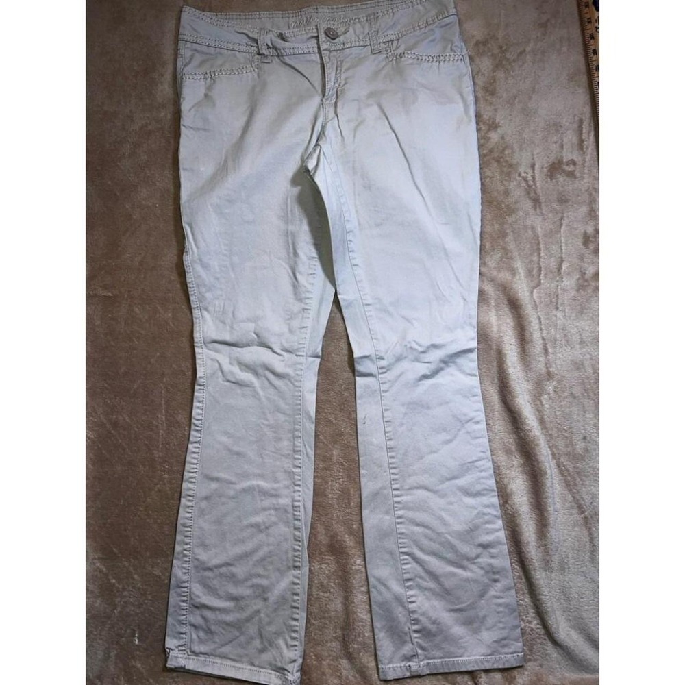 Maurices Women 7/8 Reg‎ Tan Khaki Boot Cut Button Pocket Zip Casual Stretch Jean